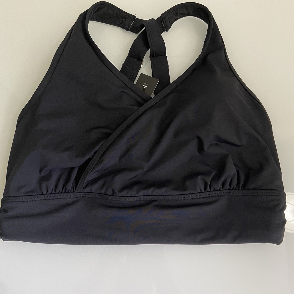 Tempt Me Women's Criss Cross Back Black Bikini Top Size 12W Adjustable Strap NEW